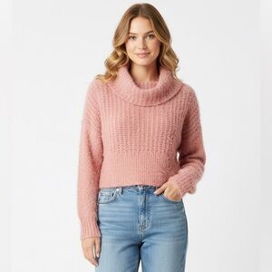 Love Tree Soft Pink Cowl Neck Sweater/ faux fur